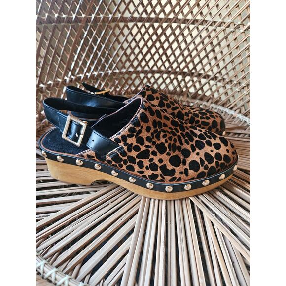 Kelsi Dagger Leopard Print Clogs Size 9 - Picture 1 of 8